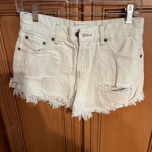 JBD “Just Black Denim” Shorts Cream Size XS Distressed Style